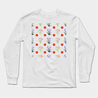 Blooming summer flowers seamless pattern Long Sleeve T-Shirt